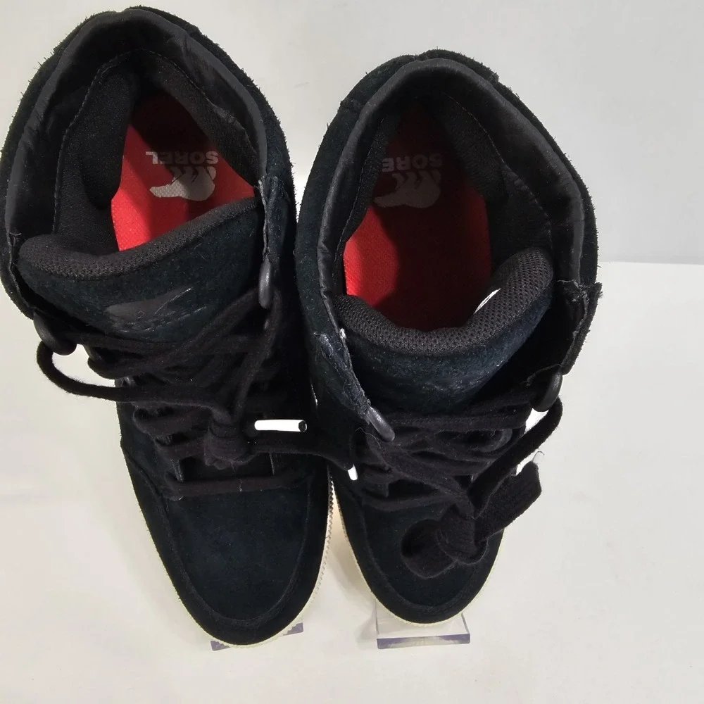 SOREL Out N About Waterproof Wedge Sneaker Boot Black Suede SZ-6 NL4913-010 NOWB